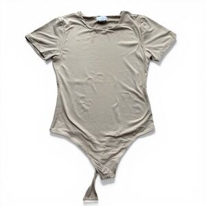 House of Harlow 1960 Short Sleeve Crewneck Beige Nude Bodysuit Small